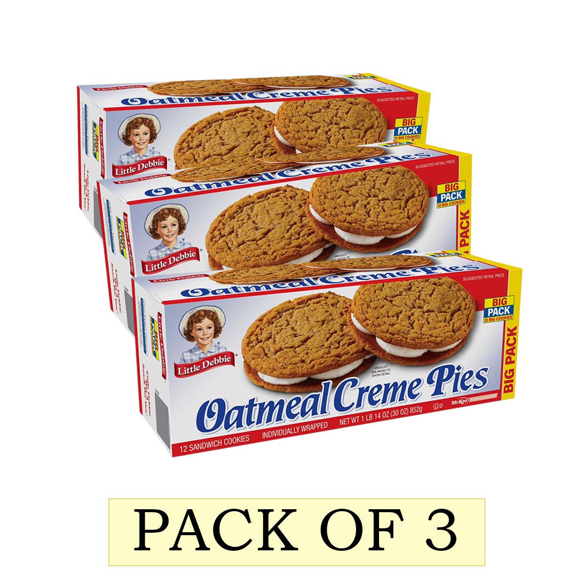 Little Debbie Big Pack Oatmeal Crème Pies, 30 oz (12 count)