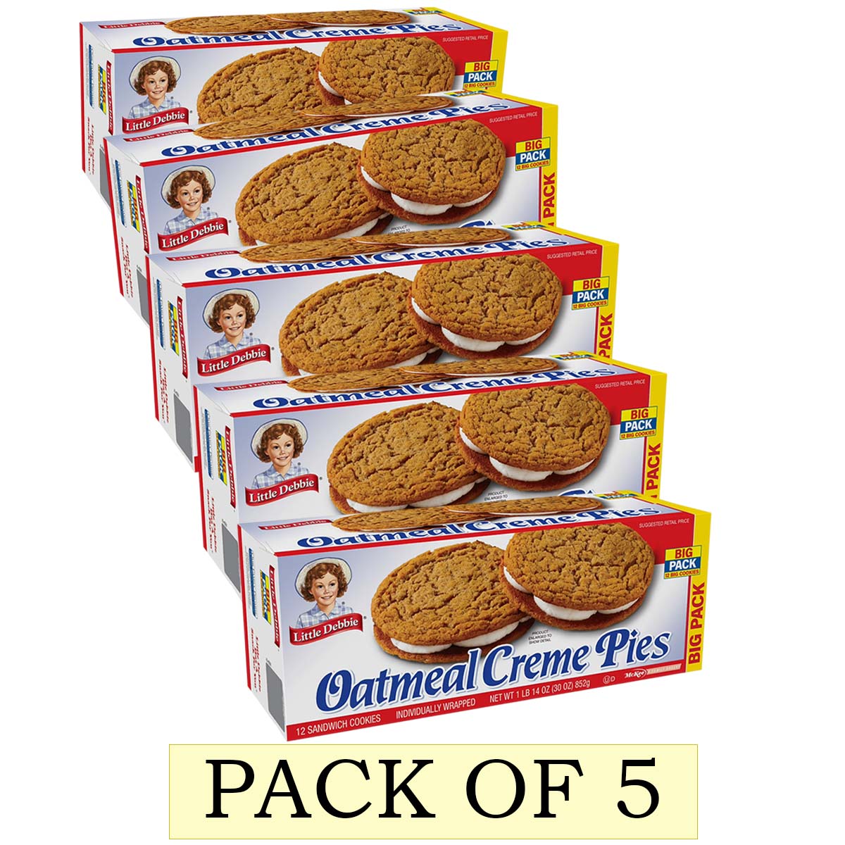 Little Debbie Big Pack Oatmeal Crème Pies, 30 oz (12 count)
