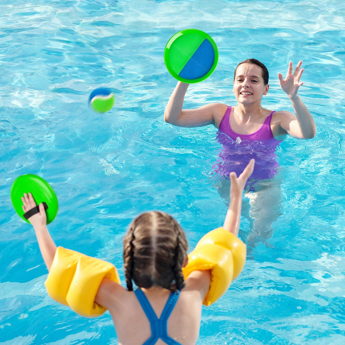 PLAYZAP Toss and Catch Ball Set - Outdoor Toys for Kids ages 3 4-8, Beach Toys Outside Yard Pool Lawn Games, Gifts for Boys Girls Adults Family - 4 Paddles 4 Sticky Balls(Upgraded)