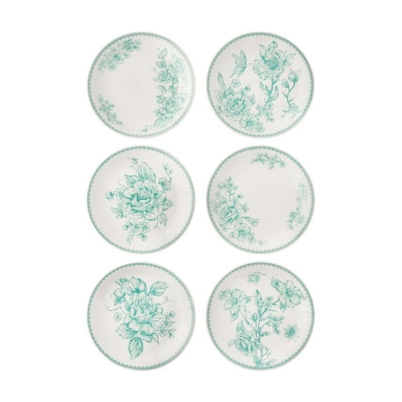 The Pioneer Woman Agatha Stoneware Appetizer Plate, Blue, Set of 6
