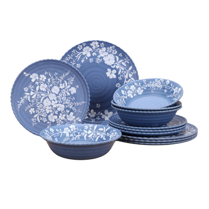 The Pioneer Woman Daisy 12-Piece Bamboo Melamine Dinnerware Set, Pink