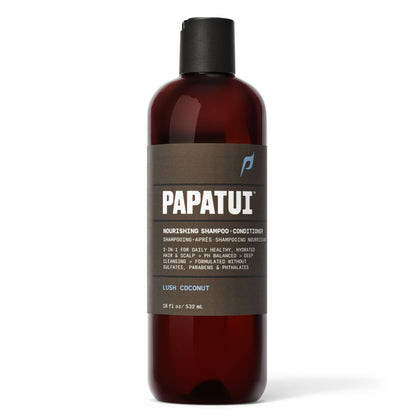Papatui Nourishing Men's Shampoo and Conditioner 2-in-1, Lush Coconut, 18 fl oz (PACK OF 3 )