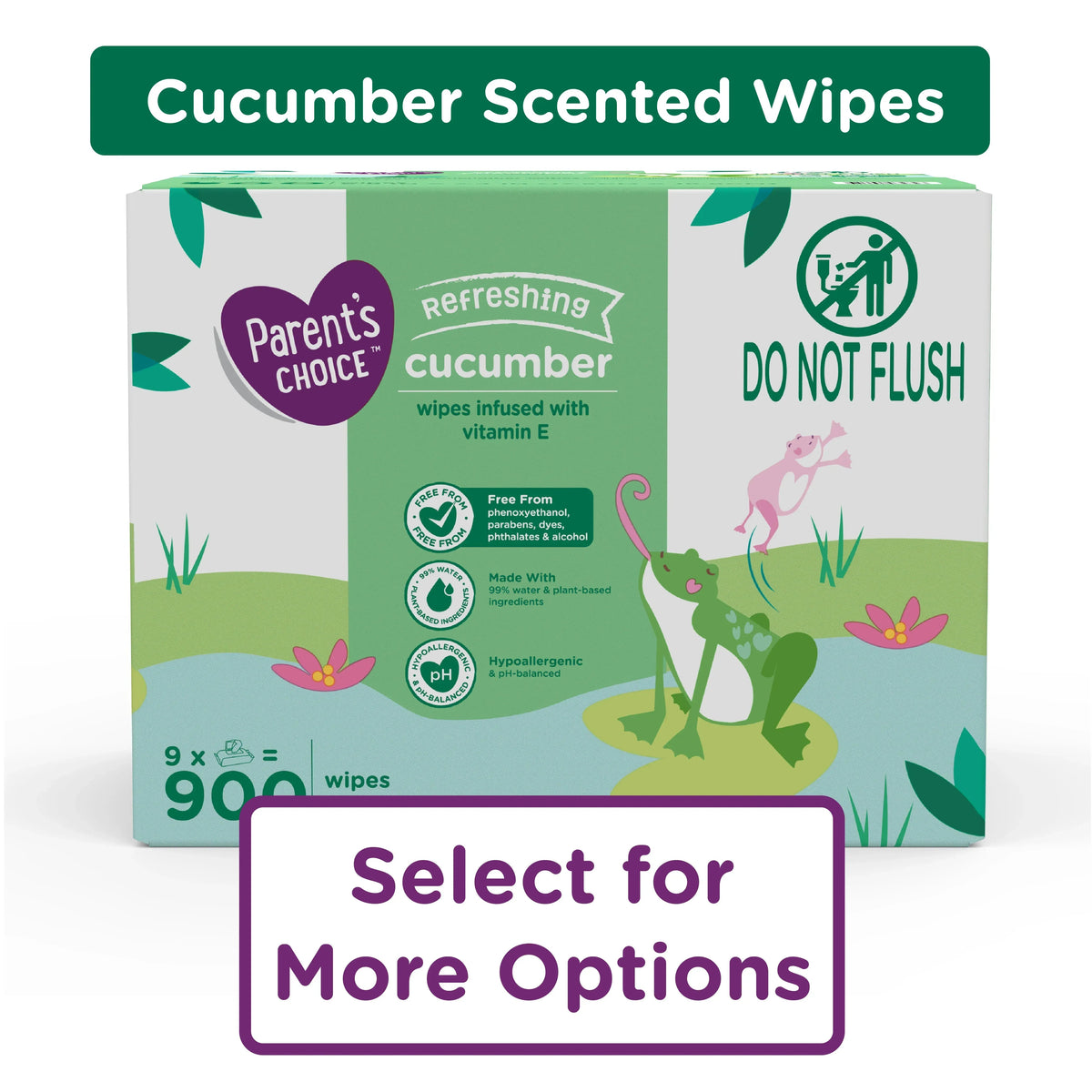 Parent's Choice Refreshing Cucumber Baby Wipes, 300 Count