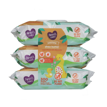 Parent's Choice Soothing Shea Butter Baby Wipes, 300 Count