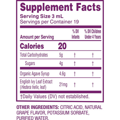 Parent's Choice Baby Cough Syrup Dietary Supplement, Grape Flavor, Drug-Free, Alcohol-Free, 2 fl oz