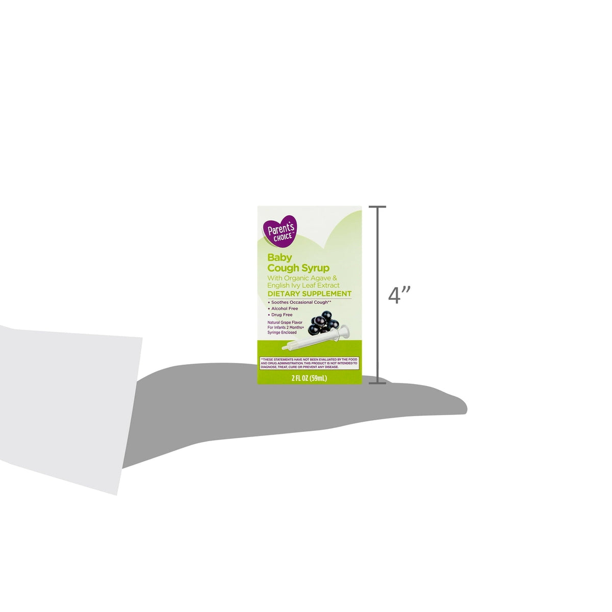 Parent's Choice Baby Cough Syrup Dietary Supplement, Grape Flavor, Drug-Free, Alcohol-Free, 2 fl oz