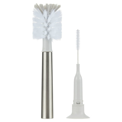 Parent's Choice Brush Breaks Long Handle Stainless Bottle Brush Cleaning Kit with Bottle Brush, Straw Brush, Nipple Brush, 2.63 in, Gray, 1 Piece