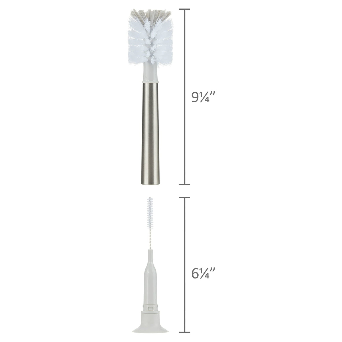 Parent's Choice Brush Breaks Long Handle Stainless Bottle Brush Cleaning Kit with Bottle Brush, Straw Brush, Nipple Brush, 2.63 in, Gray, 1 Piece