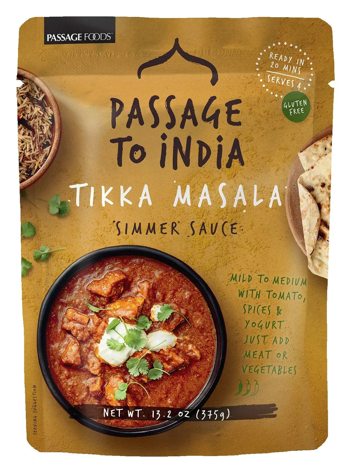 Passage Foods Passage to India Tikka Masala, 13.2 oz, Shelf Stable, Serves 4