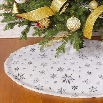Christmas Tree Skirt 36 inch White Plush Skirts Christmas Decorations Indoor Faux Fur Christmas Ornaments Xmas Decorations for Merry Christmas Party, Feather