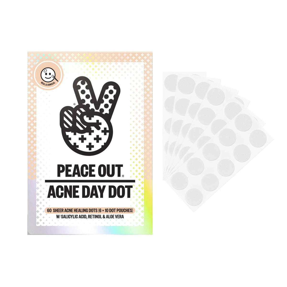 Peace Out Salicylic Acid Acne Day Dots, 60-pack