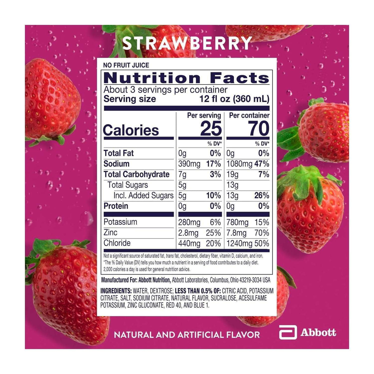 Pedialyte Electrolyte Drink, Strawberry