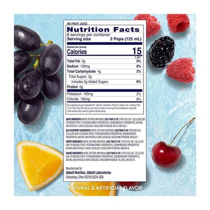 Pedialyte Electrolyte Solution Freezer Pops, Variety Pack, Pack of 64