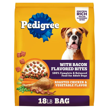 Pedigree Adult Dry Dog Food Roasted Chicken & Vegetable Flavor With Bacon Flavored Bites