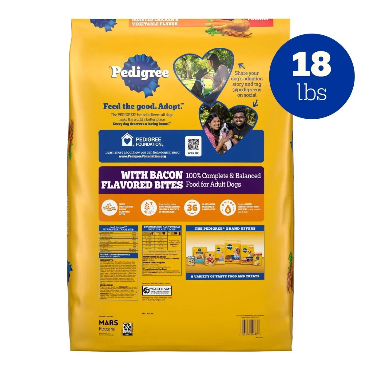 Pedigree Adult Dry Dog Food Roasted Chicken & Vegetable Flavor With Bacon Flavored Bites
