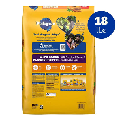Pedigree Adult Dry Dog Food Roasted Chicken & Vegetable Flavor With Bacon Flavored Bites