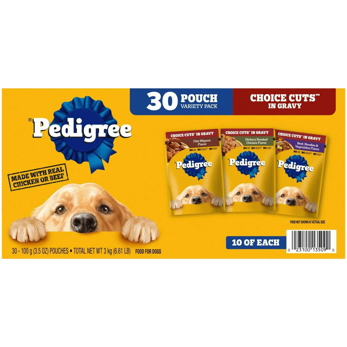 Pedigree Choice Cuts In Gravy Adult Soft Wet Dog Food Variety Pack, 3.5 oz Pouches, 30-Count
