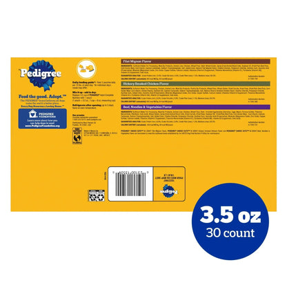 Pedigree Choice Cuts In Gravy Adult Soft Wet Dog Food Variety Pack, 3.5 oz Pouches, 30-Count