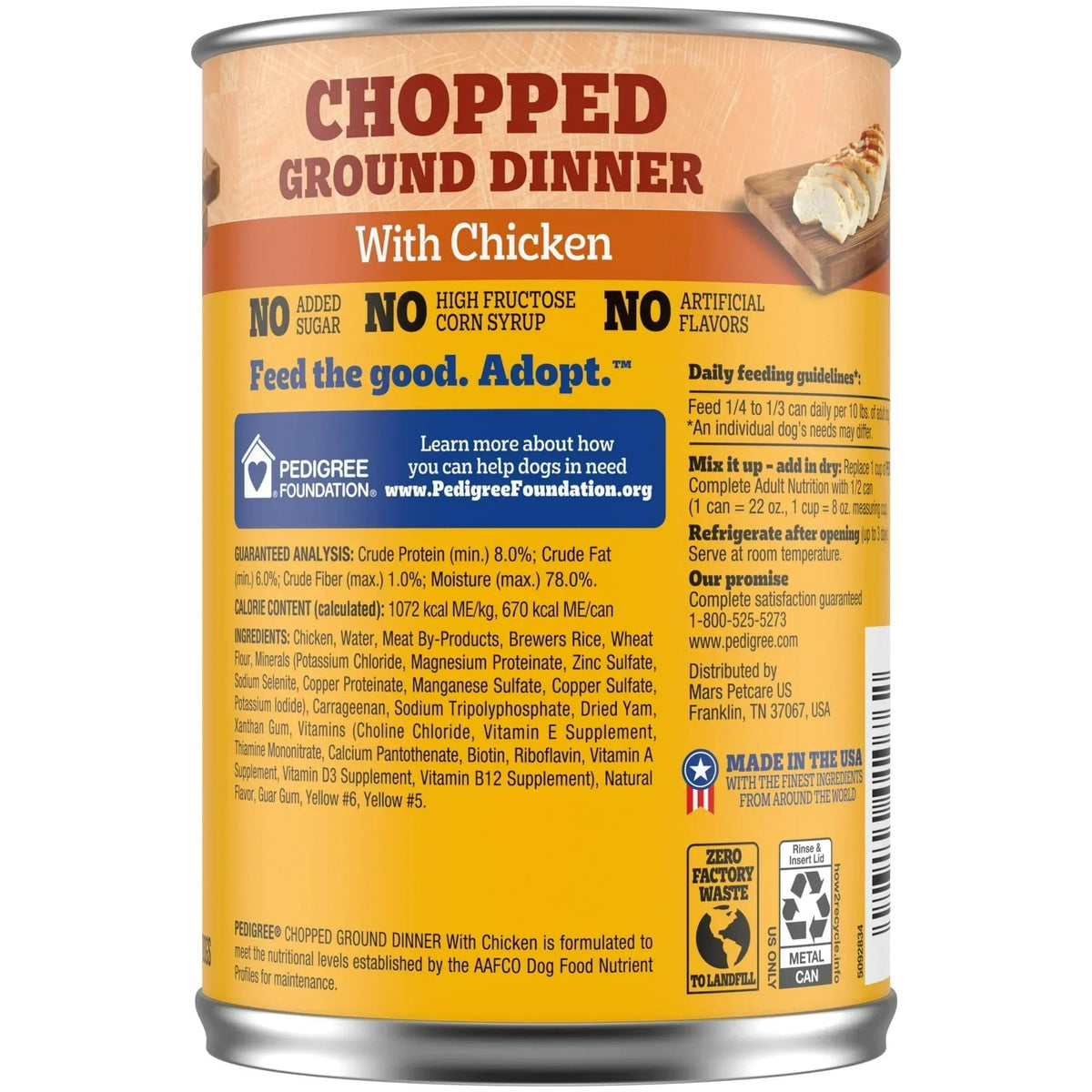 Pedigree Chopped Ground Dinner With Chicken Adult Soft Wet Dog Food, (12) 22 oz Cans