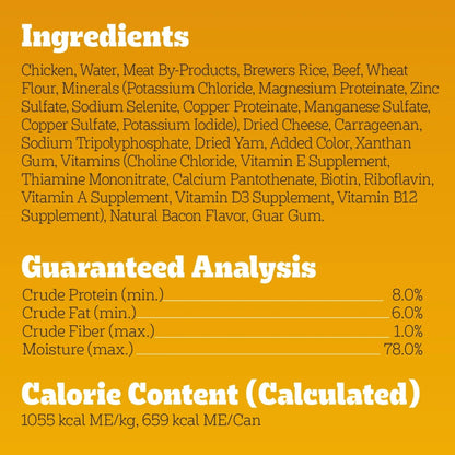 Pedigree Chopped Ground Dinner Beef Bacon & Cheese Flavor Adult Wet Dog Food, (12) 22 oz Cans