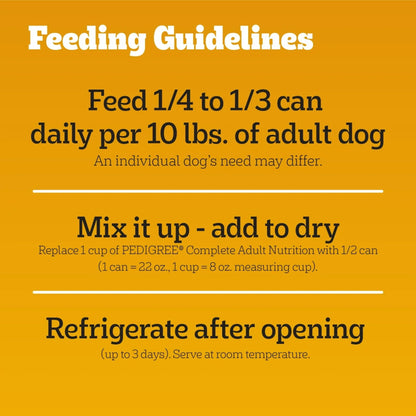 Pedigree Chopped Ground Dinner Beef Bacon & Cheese Flavor Adult Wet Dog Food, (12) 22 oz Cans