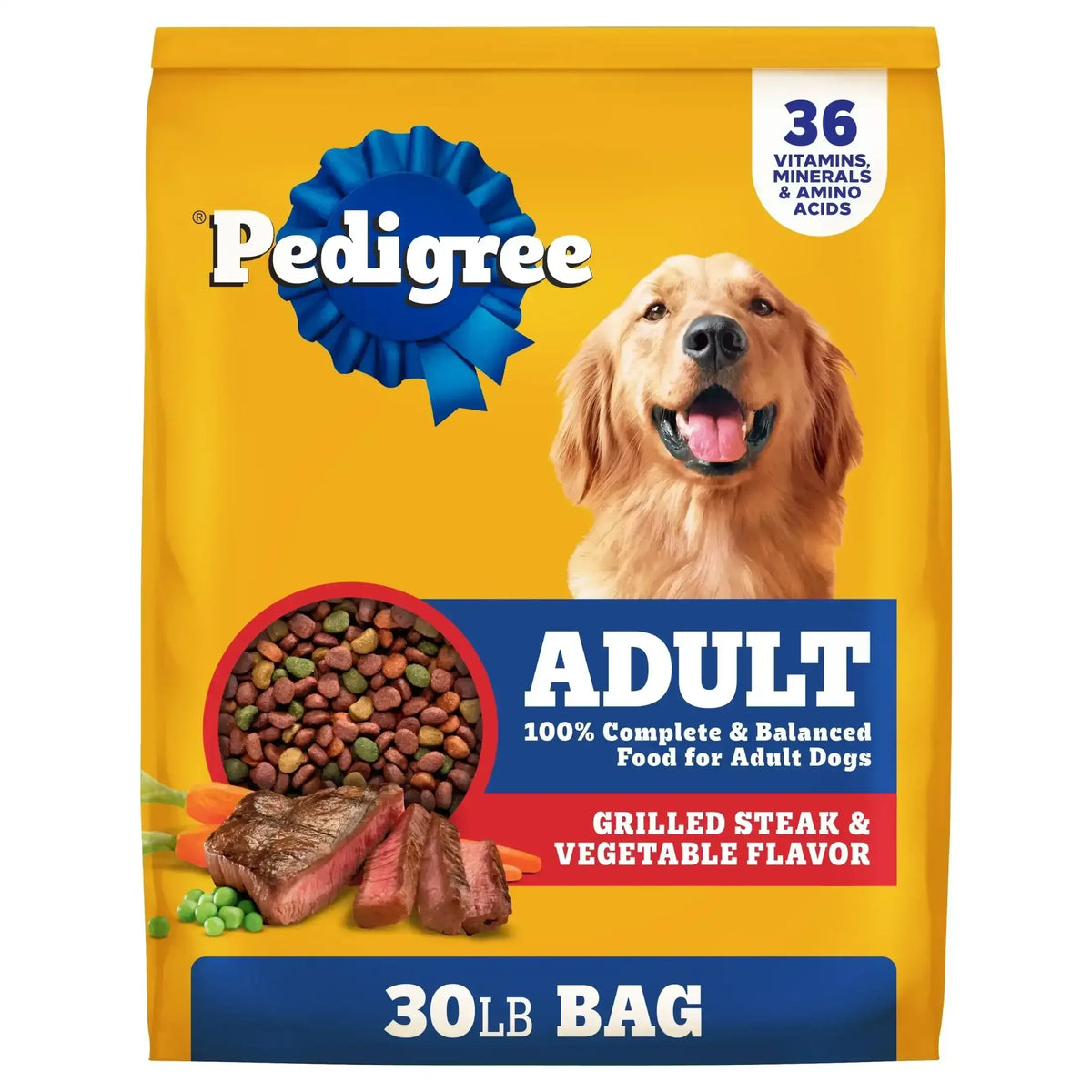 Pedigree Complete Nutrition Adult Dry Dog Food, Grilled Steak & Vegetable Flavor