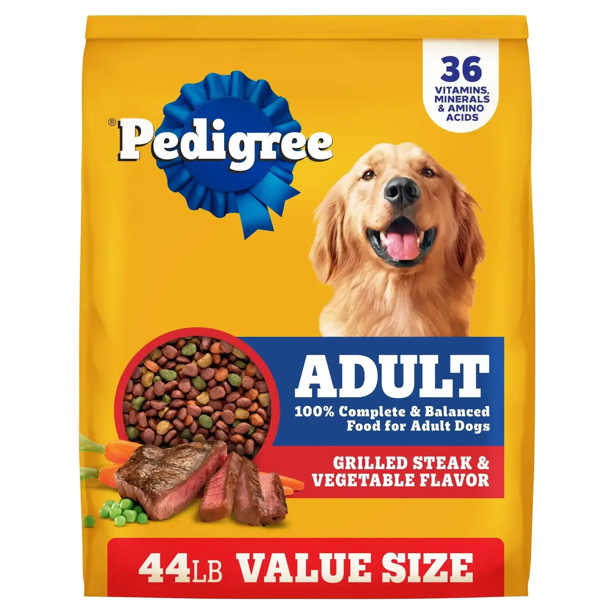 Pedigree Complete Nutrition Adult Dry Dog Food, Grilled Steak & Vegetable Flavor
