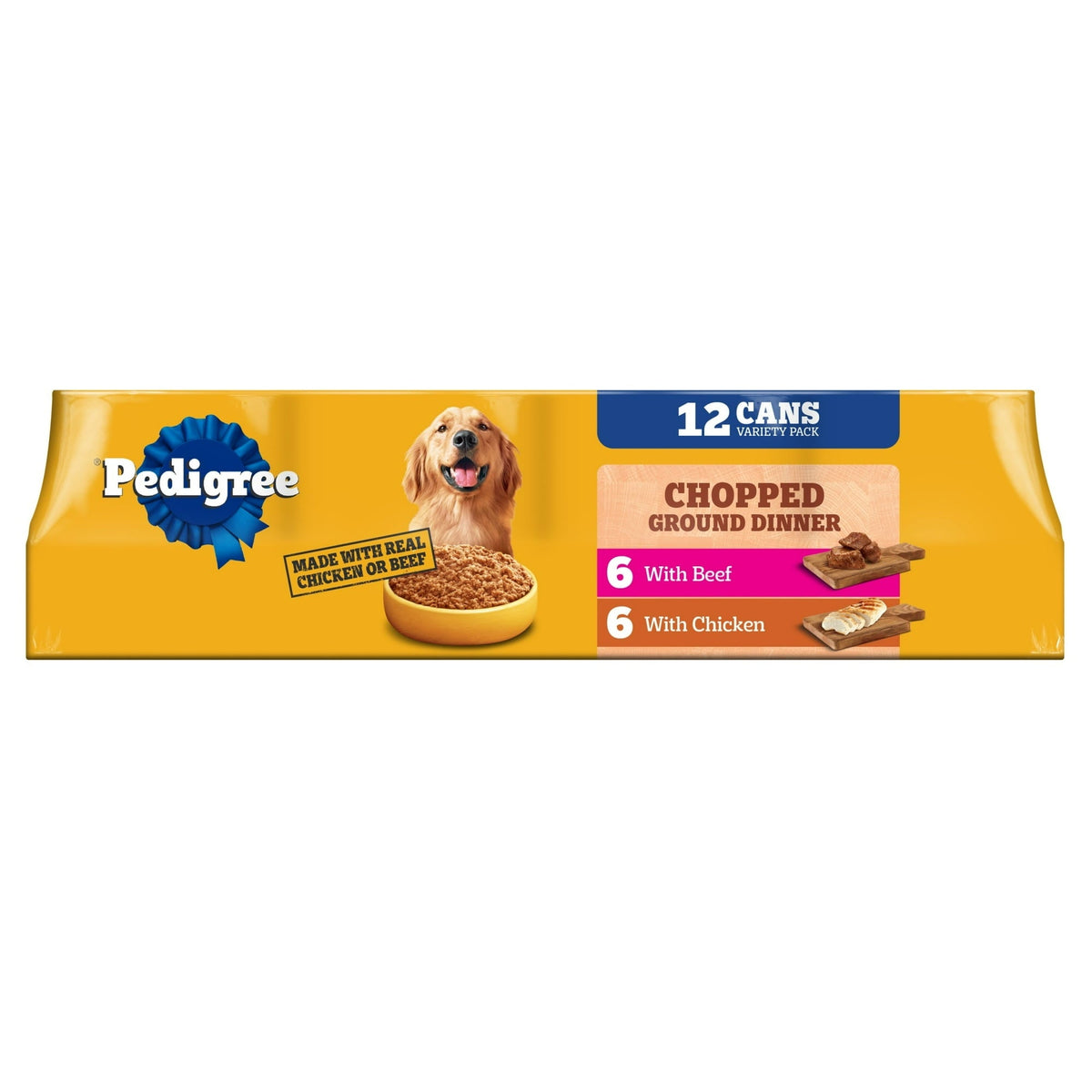 Pedigree Chopped Ground Dinner Wet Dog Food Chicken & Beef, 13.2 oz. Cans