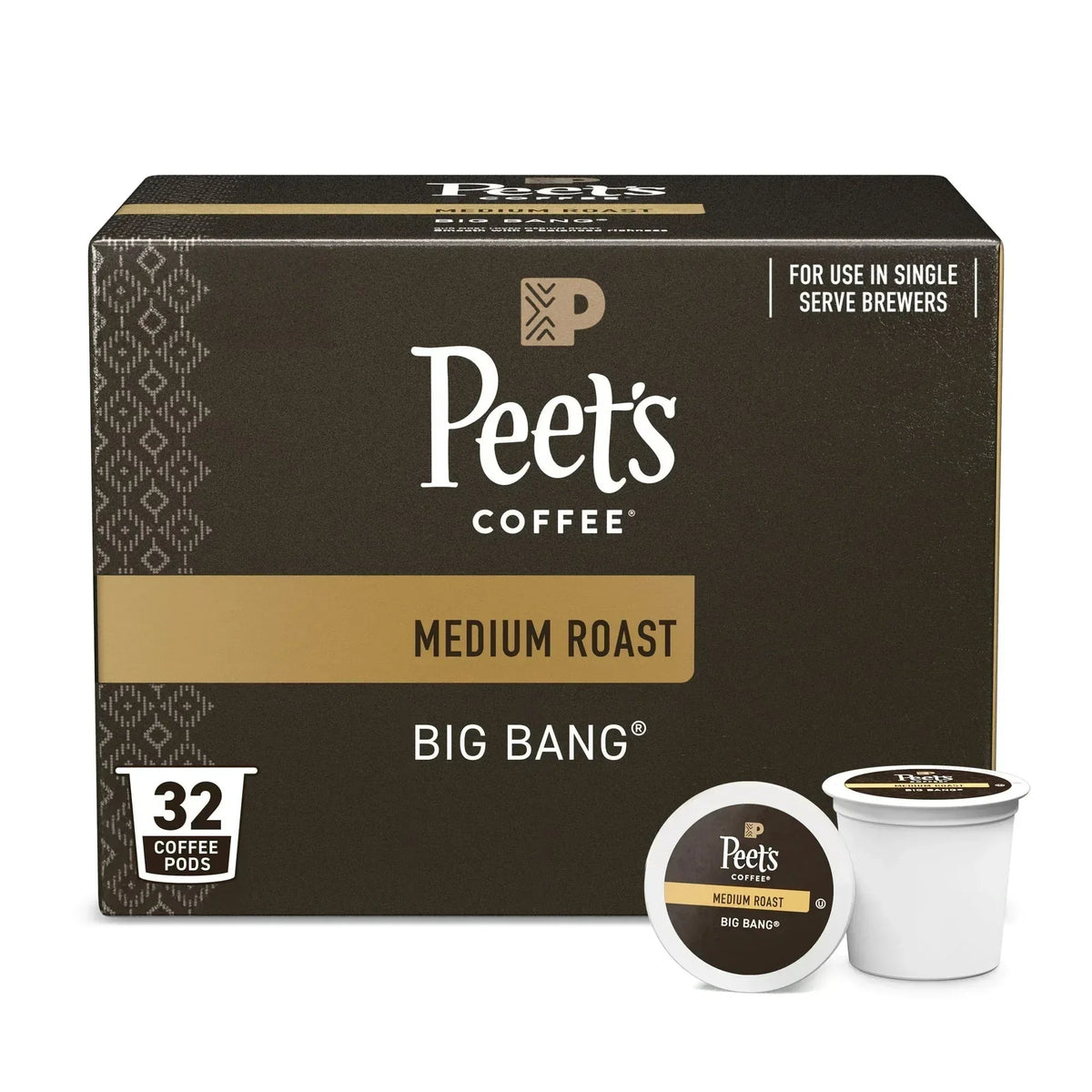 Peet's Coffee Big Bang Premium Medium Roast Single Serve Coffee Pods, 22 Count