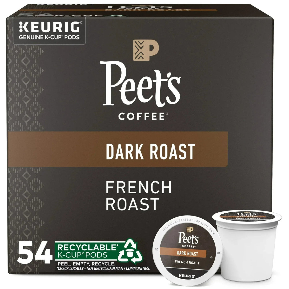 Peet's Coffee French Roast Premium Dark Roast Single Serve Coffee Pods, 22 Count