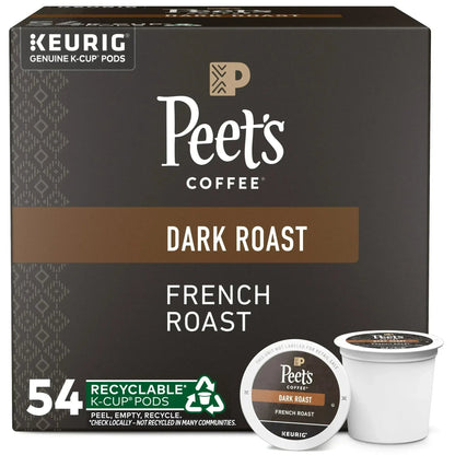 Peet's Coffee French Roast Premium Dark Roast Single Serve Coffee Pods, 22 Count