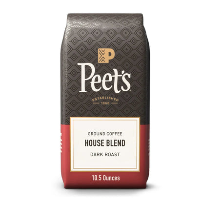 Peet's Coffee House Blend Premium Dark Roast Ground Coffee, Arabica, 10.5 oz