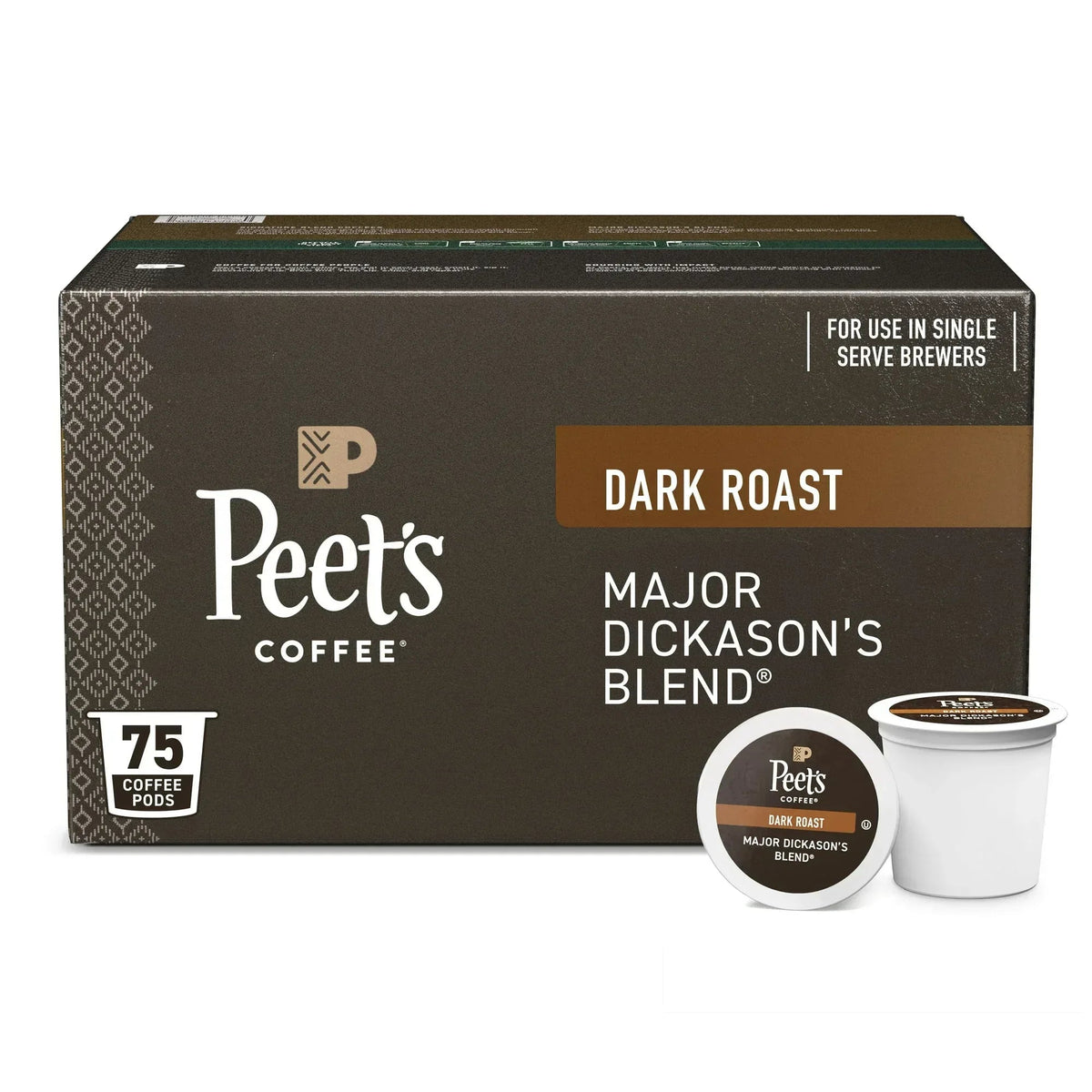 Peet's Coffee Major Dickason's Blend Premium Dark Roast Single Serve Coffee Pods, 22 Count