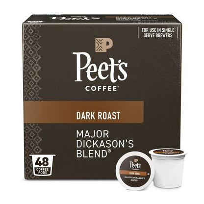 Peet's Coffee Major Dickason's Blend Premium Dark Roast Single Serve Coffee Pods, 22 Count