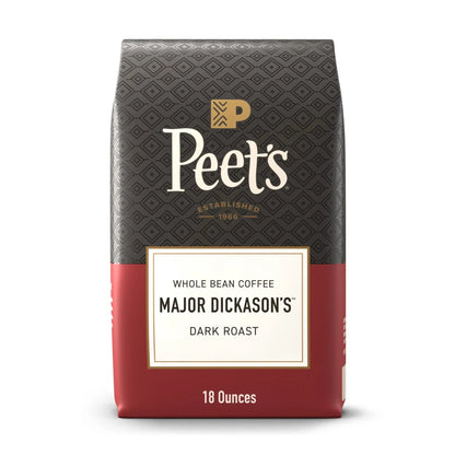 Peet's Coffee Major Dickason's Blend Premium Dark Roast Whole Bean Coffee, Arabica, 18 oz
