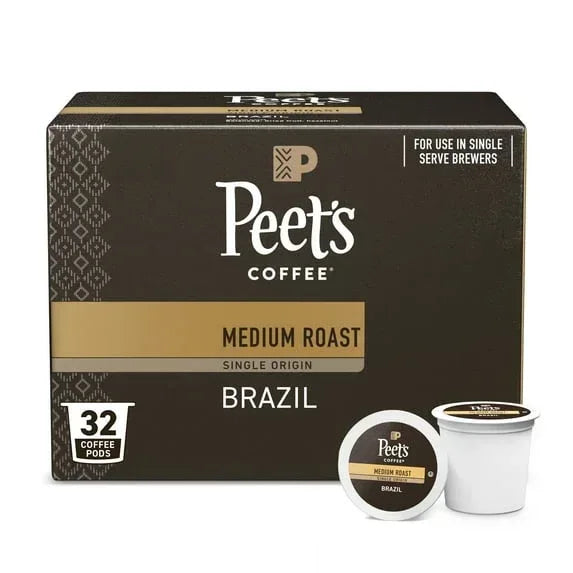 Peet's Coffee Single Origin Brazil Premium Medium Roast Single Serve Coffee Pods, 22 Count