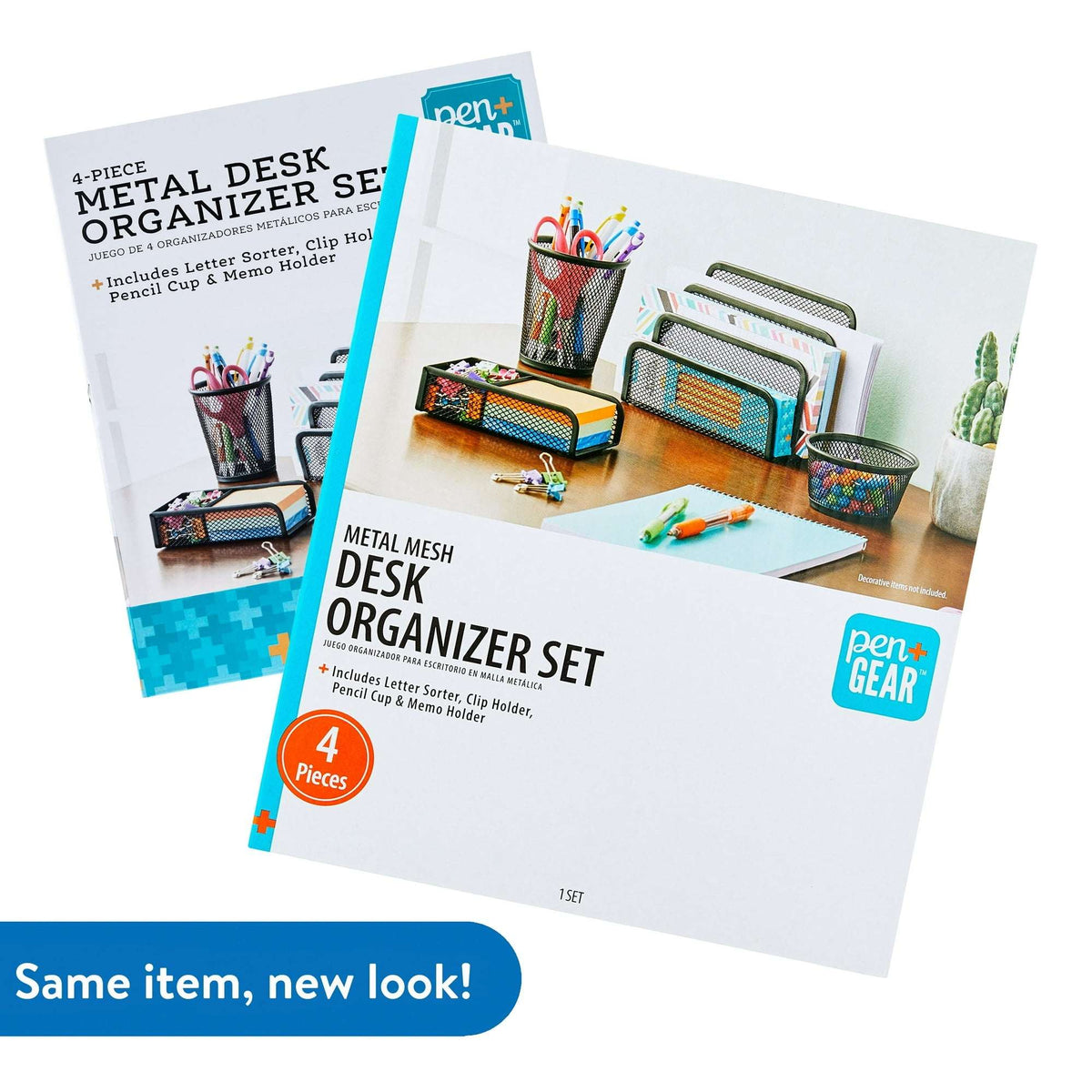 Pen+Gear 4-Piece Metal Desk Organizer Set, Black