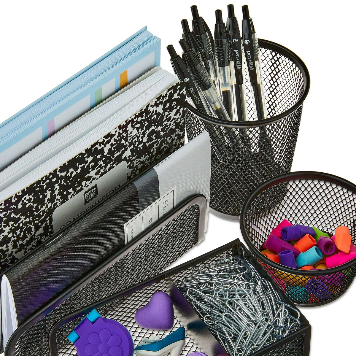 Pen+Gear 4-Piece Metal Desk Organizer Set, Black