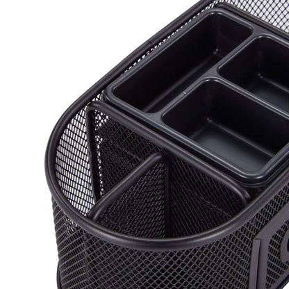 Pen+Gear Metal Mesh Desktop Organizer, 8 Compartments, Black