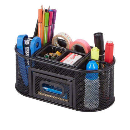 Pen+Gear Metal Mesh Desktop Organizer, 8 Compartments, Black