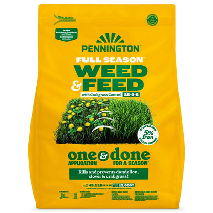Pennington Full Season Weed and Feed Plus Crabgrass Control Lawn Food 25-0-8 Fertilizer