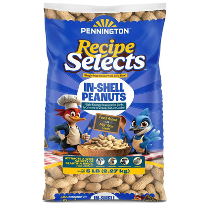 Pennington Recipe Selects Peanuts in Shell for Birds, Wildlife and Wild Bird Food, 5 lb. Bag, Dry, 1 Pack
