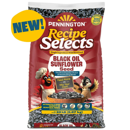 Pennington Recipe Selects Black Oil Sunflower Seed Dry Wild Bird Feed, Bird Food, 1 Pack