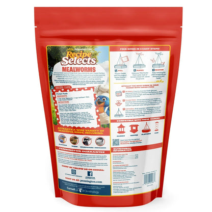 Pennington Recipe Selects Dried Mealworms for Birds, Bluebird and Wild Bird Food for Outside Feeder, 17.6 oz Bag, 1 Pack