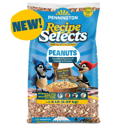 Pennington Recipe Selects Shell Free Whole Peanuts for Birds and Wildlife, Wild Bird Food, 5 lb Bag, Dry