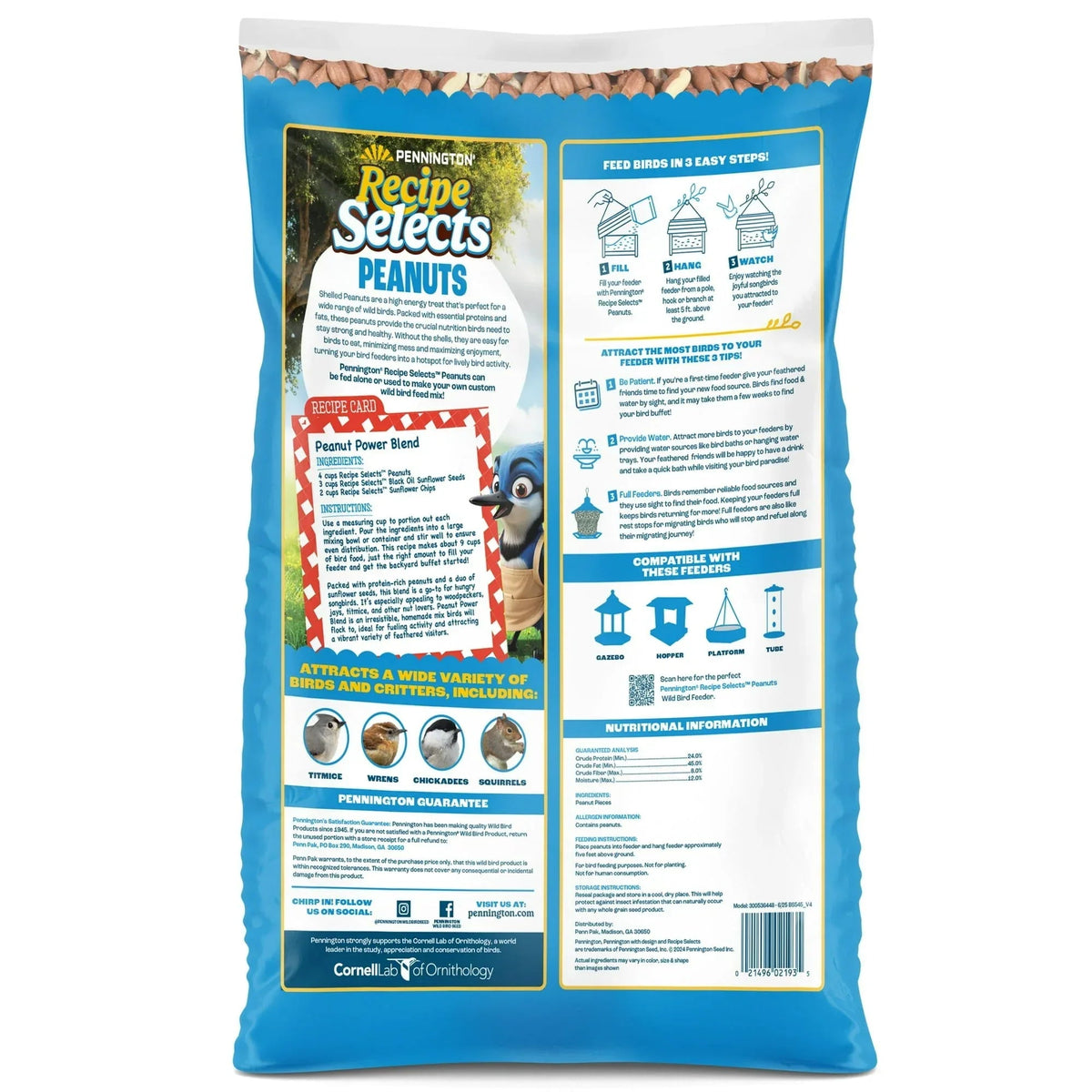 Pennington Recipe Selects Shell Free Whole Peanuts for Birds and Wildlife, Wild Bird Food, 5 lb Bag, Dry