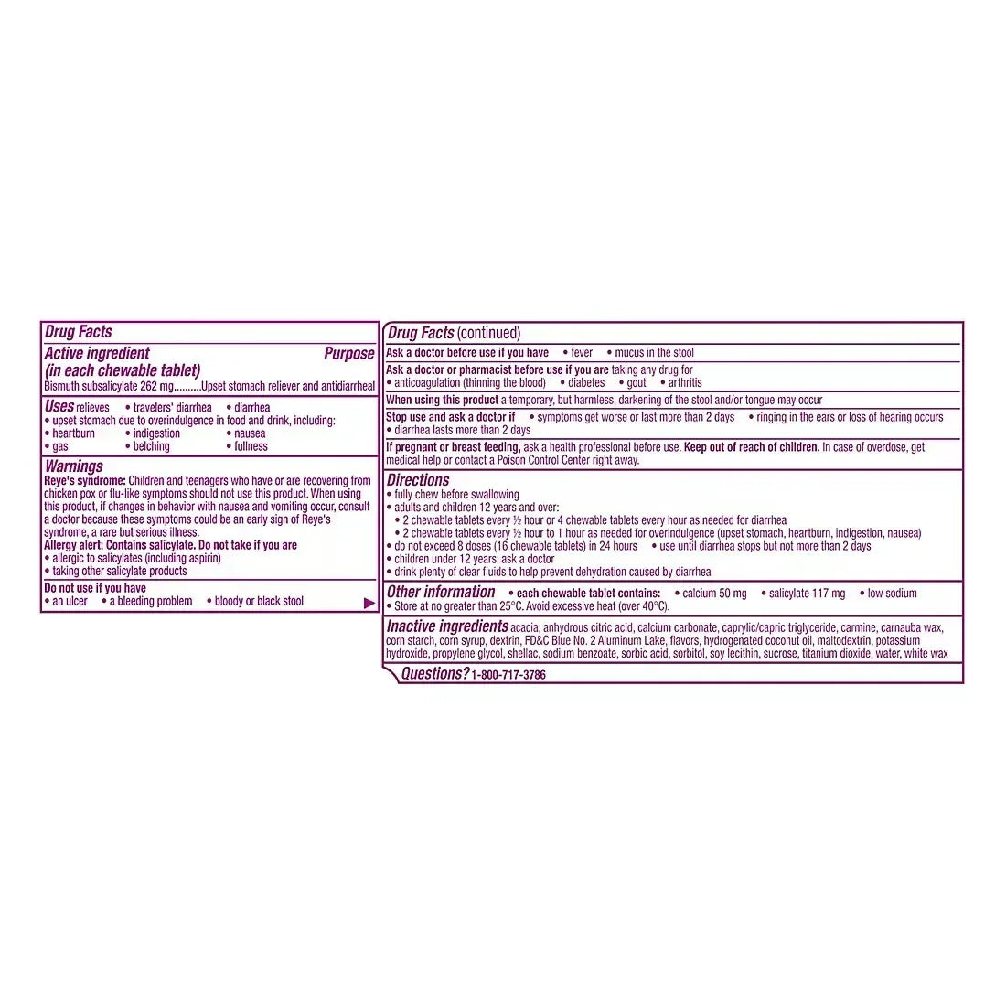 Pepto Bismol Chews, Berry Mint Flavored Chewable Tablets, 70 Count