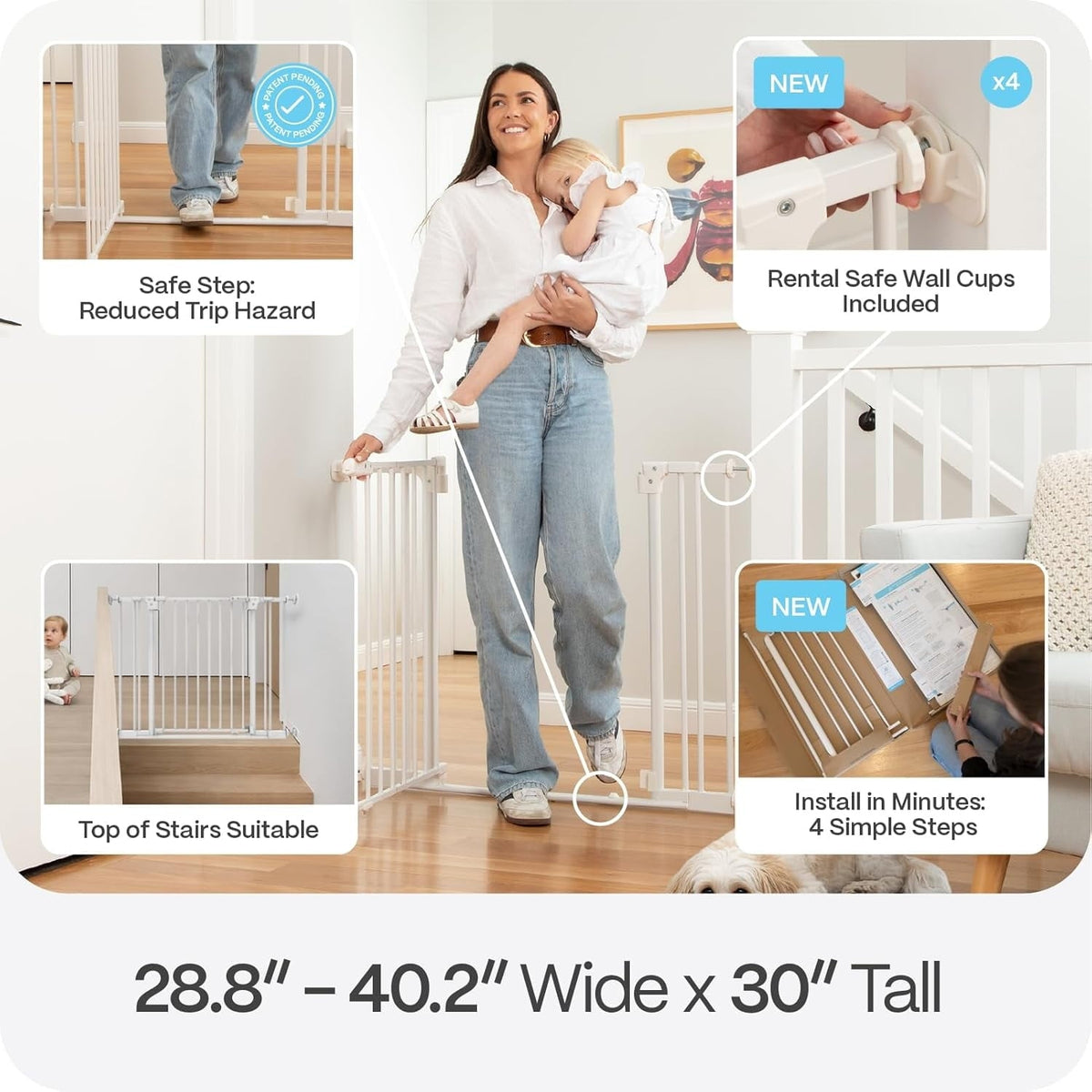 Perma Child Safety  Safe Step Baby Gate with Rental Safe Wall Protectors
