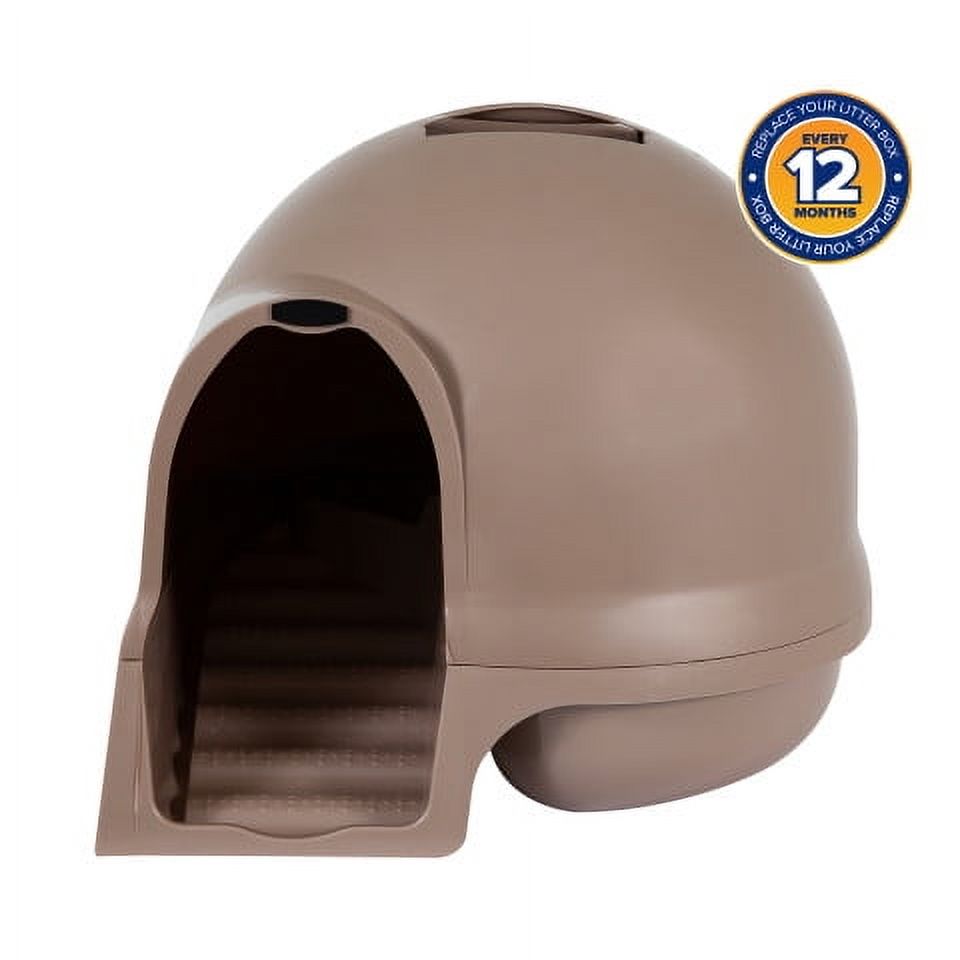 Petmate Booda Dome Clean Step Plastic Enclosed Cat Litter Box with Steps, 95 % Recycled, Titanium