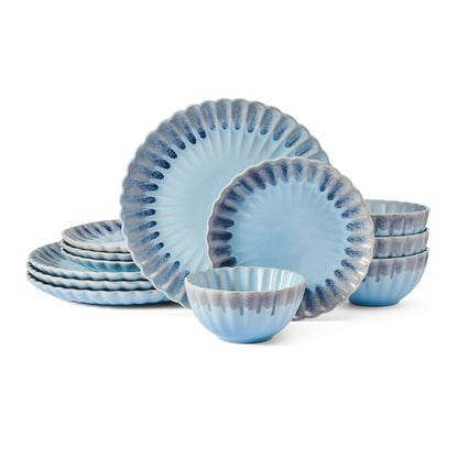 Pfaltzgraff Lucinda 12 Piece Stoneware Dinnerware Set Blue